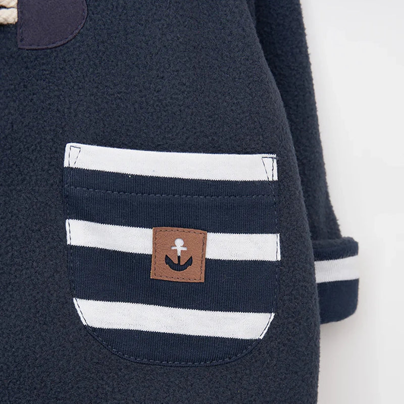 Fleece Jacket with Toggles- Navy Stripe
