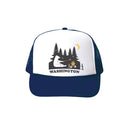 Custom Washington Campfire Bear Trucker Hat- Navy