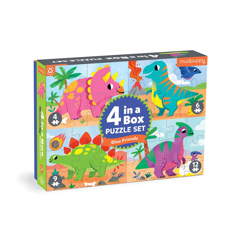 4-In-A-Box Puzzle Set- Dino Friends