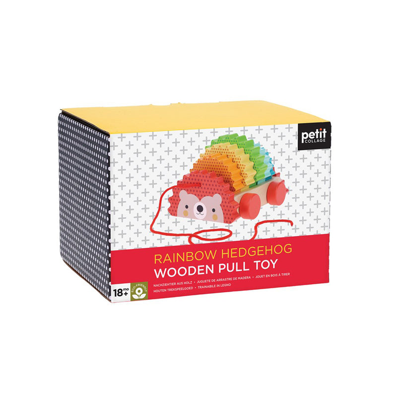 Wooden Pull Toy- Rainbow Hedgehog