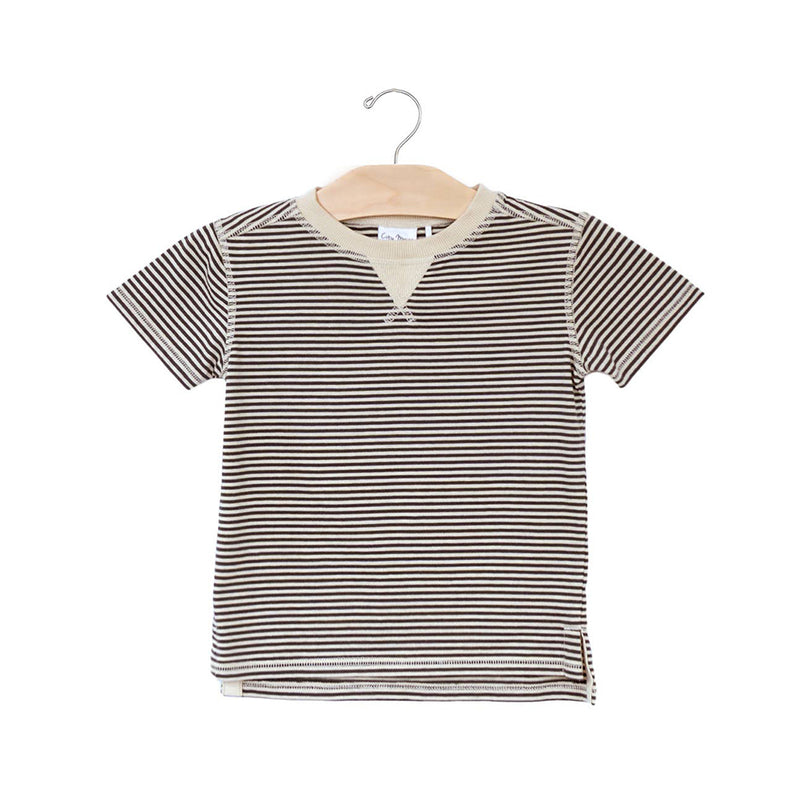 Whistle Patch Stripe Tee- Charcoal