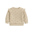 Organic Abbey Fleece Ruffle Pullover- Oat Floral