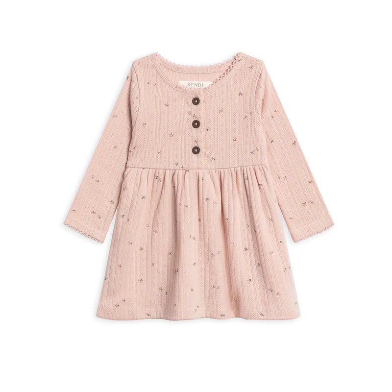 Organic Bryn Pointelle Henley Dress- Haran Floral