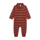 Fritz Long Sleeve Collared Romper - Hunter Stripe / Garnet
