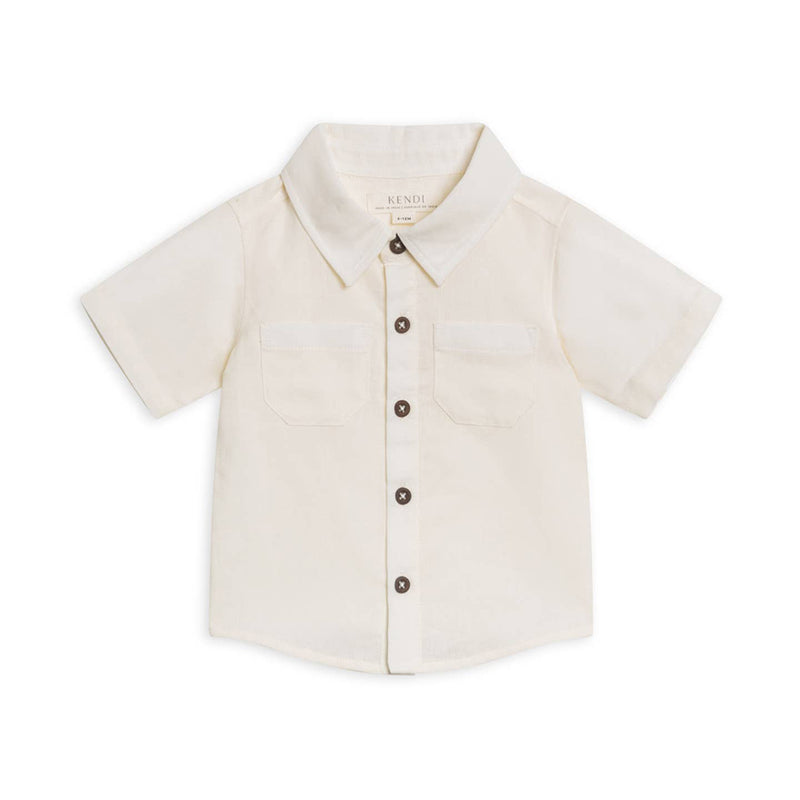 Graham Linen Collared Button Down - Coconut