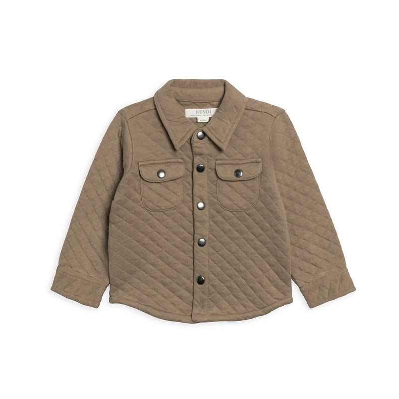 Organic Liam Quilted Jacquard Collared Shirt - Taupe