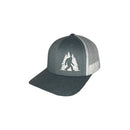 Sasquatch In Trees Trucker Hat- Light Grey/White