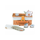 Tin Tea Set in Wicker Basket- Forest