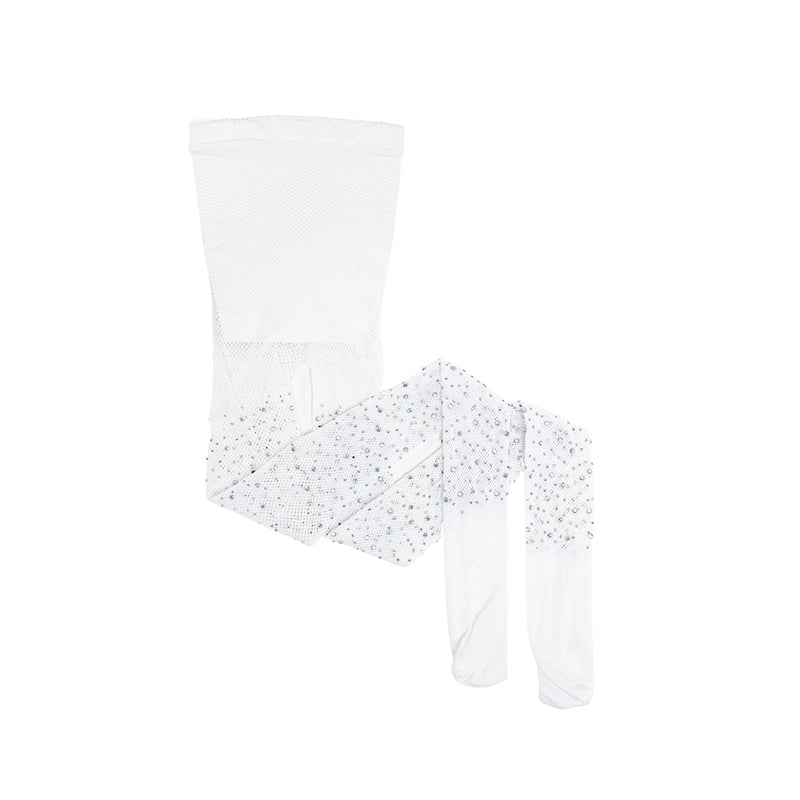 Rhinestone Tights White (3/8Y)