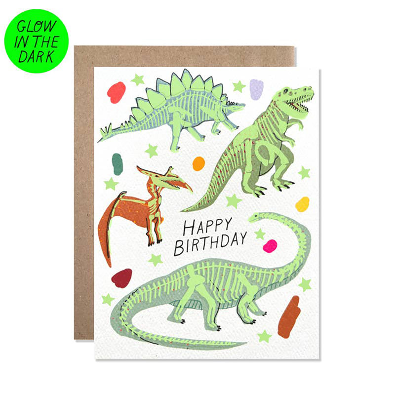 Birthday GITD Dinosaurs Card