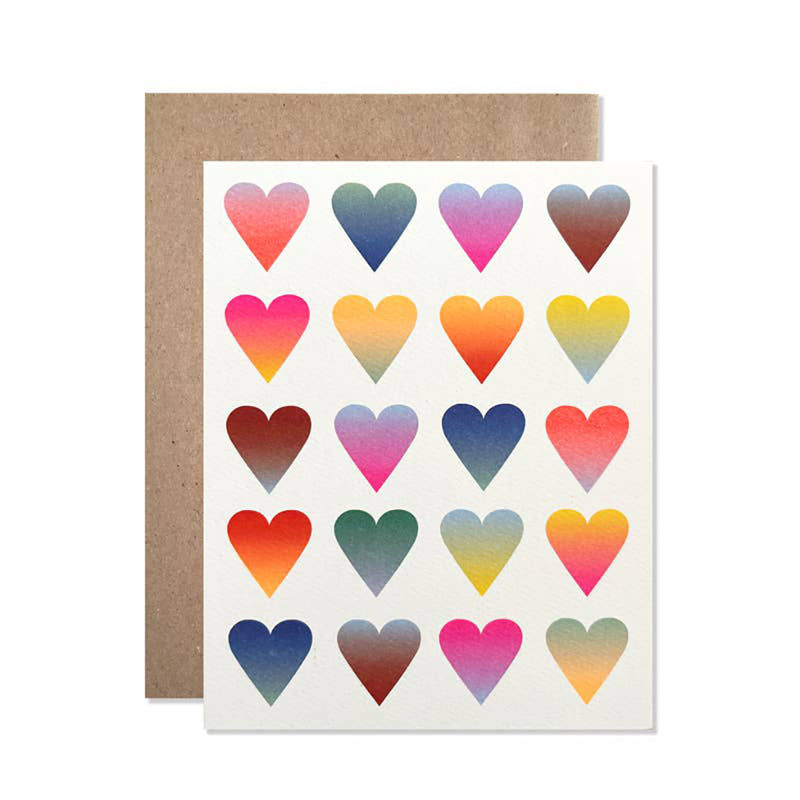 Neon Gradient Hearts Blank Card
