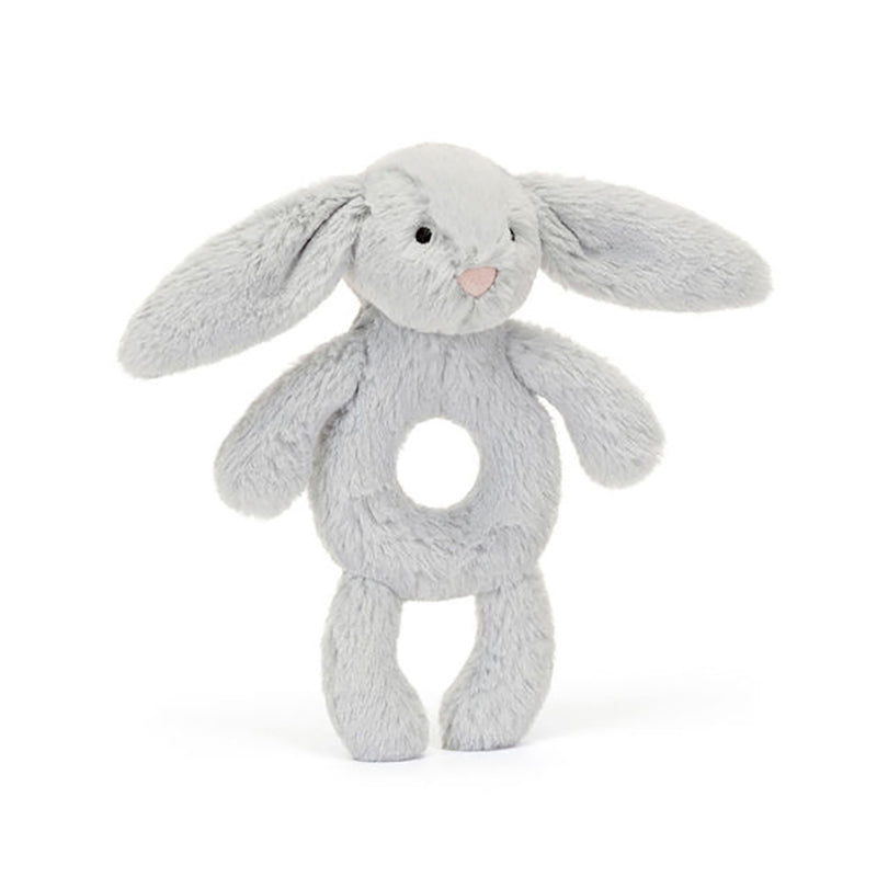 Bashful Grey Bunny Ring Rattle
