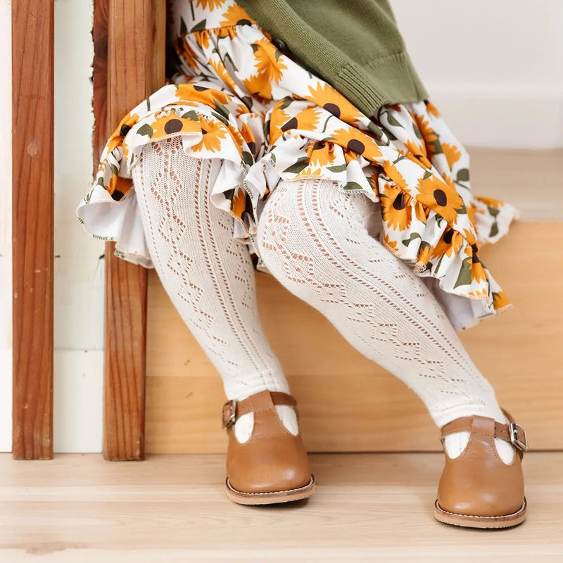 Fancy Knit Tights- Ivory
