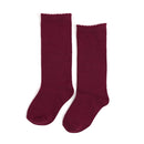 Scalloped Knee Socks- Burgundy