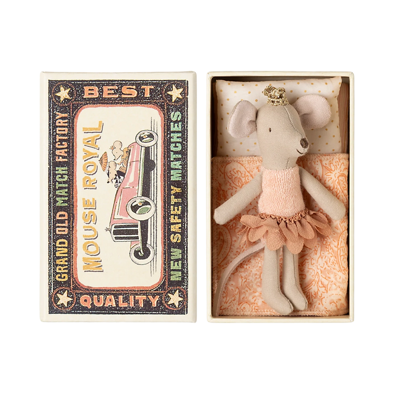 Little Sister Princess Mouse in Matchbox- Pink Petal Tutu