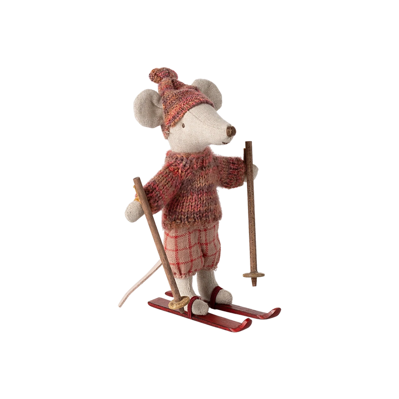 Winter Mouse with Skis- Big Sister Rose