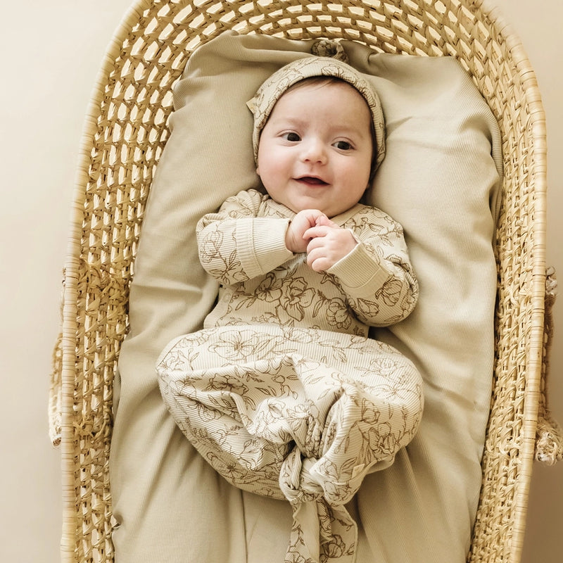 Organic Kimono Knotted Sleep Gown- Vintage Bloom