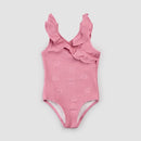 Cross Front Ruffle Swimsuit- Hibiscus