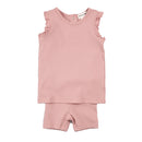 Organic Dotted Jersey Tank & Short Set- Rose