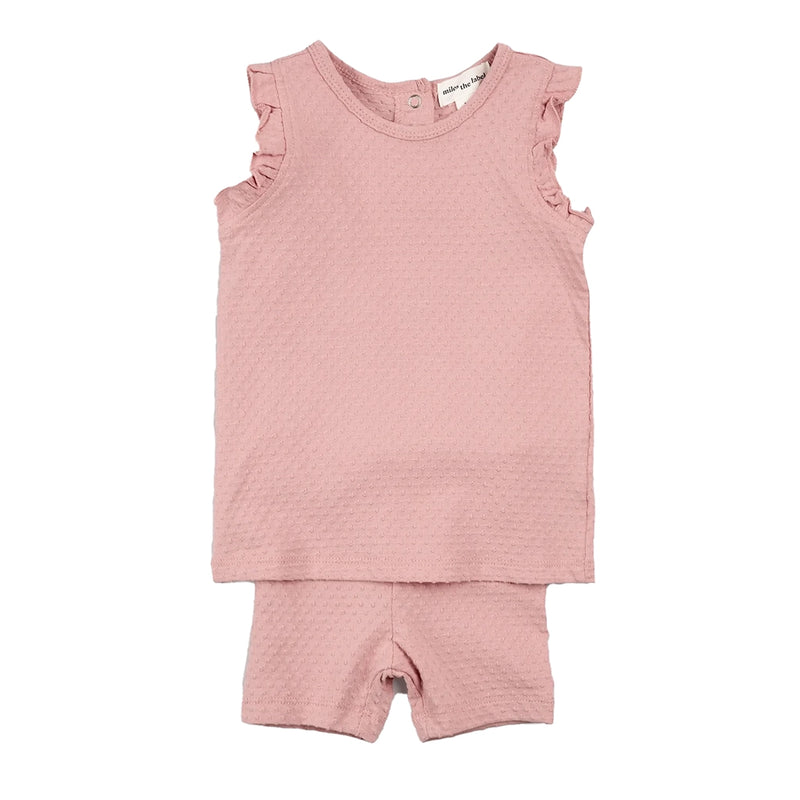 Organic Dotted Jersey Tank & Short Set- Rose
