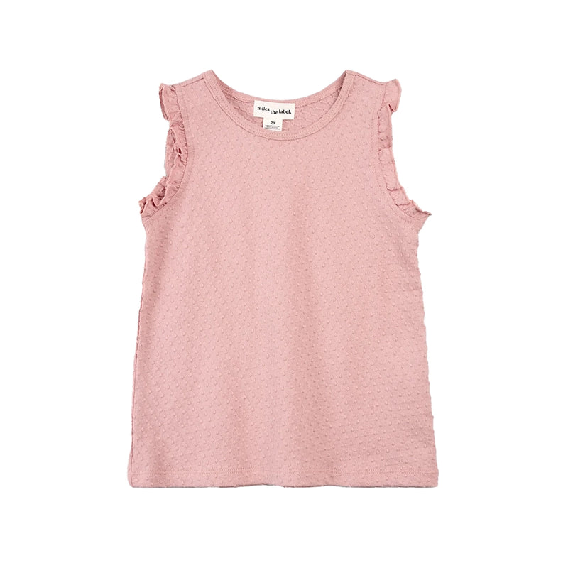 Organic Dotted Slub Jersey Tank- Rose