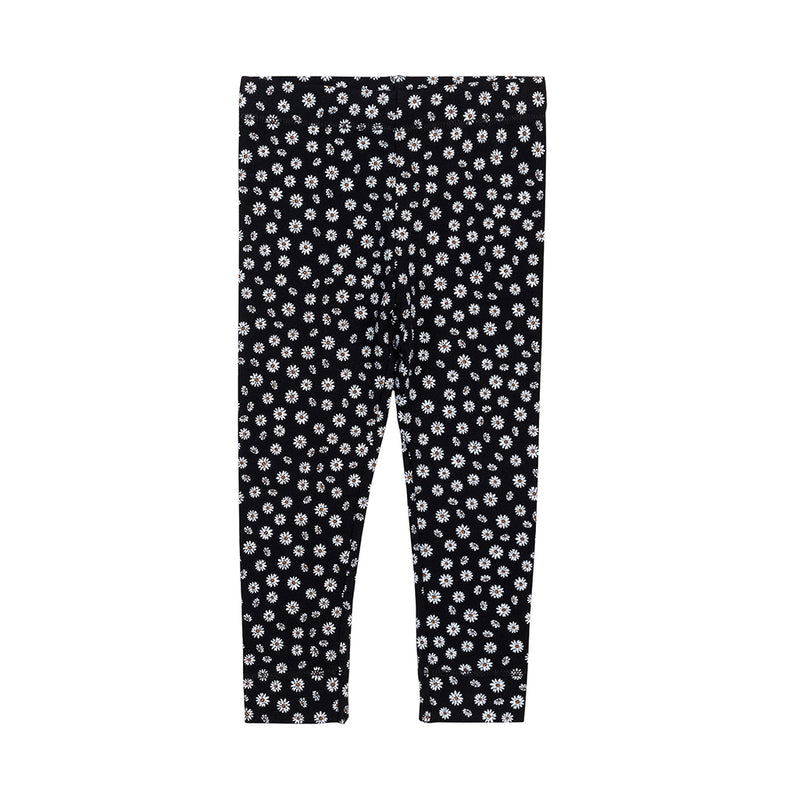 Organic Black Daisy Print Legging