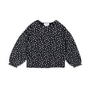 Organic Black Daisy Print Long Sleeve Top