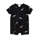 Organic Zip Romper- Black Space Shuttle