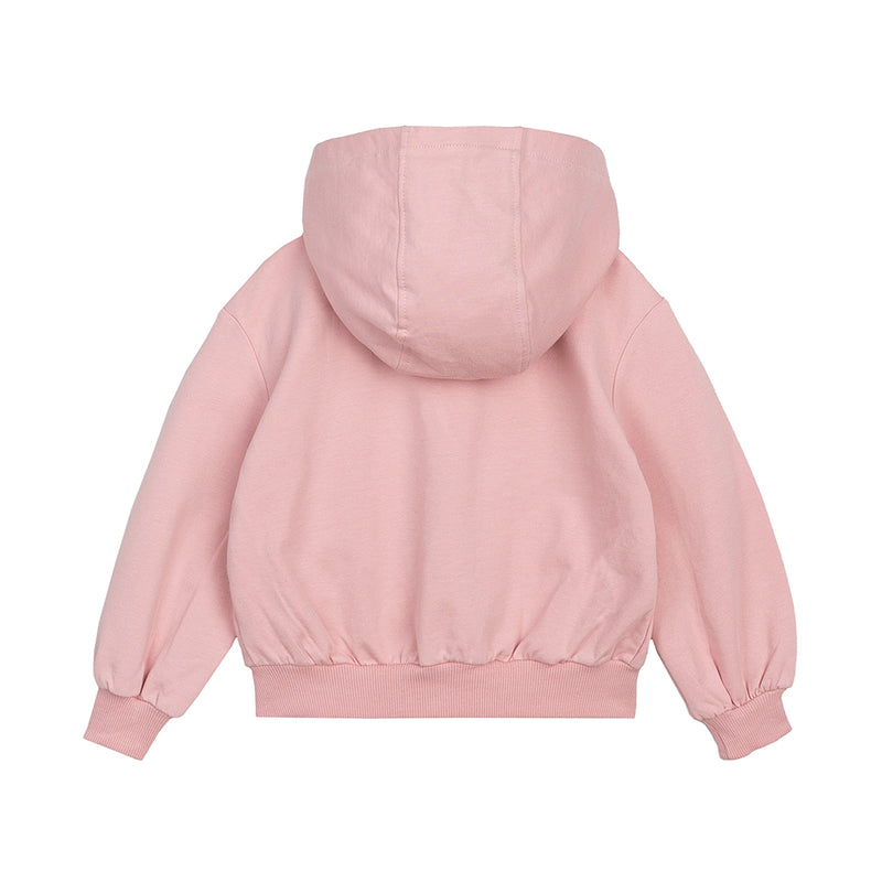 Organic Gathered Sleeve Hoodie- Light Pink