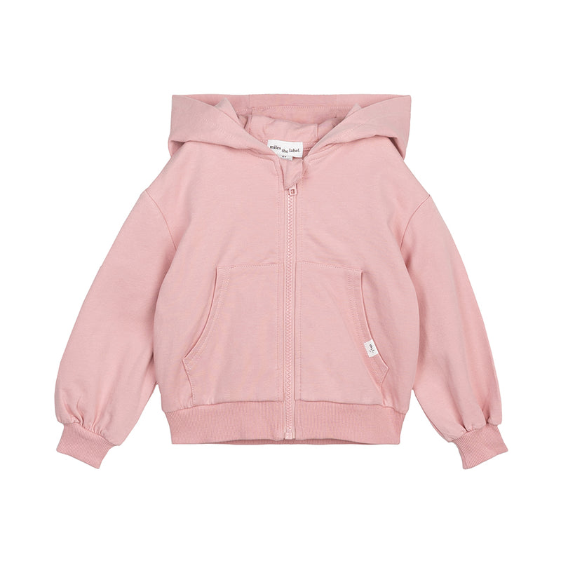 Organic Gathered Sleeve Hoodie- Light Pink