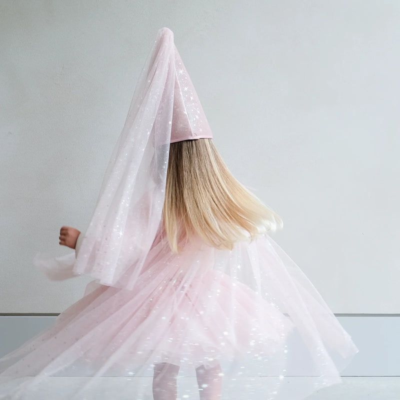 Shimmer Princess Tulle Cape- Pink