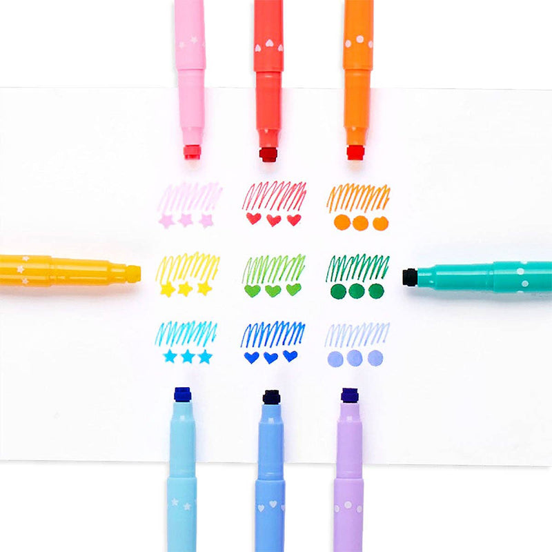 Confetti Stamp Double-Ended Markers Set of 9