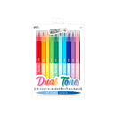 Dual Tone Double-ended  Brush Markers- Set of 12