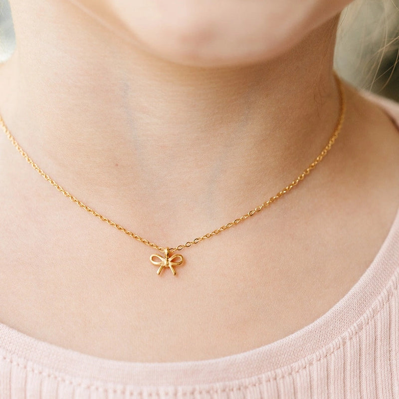 Gold Bow Pendant Necklace