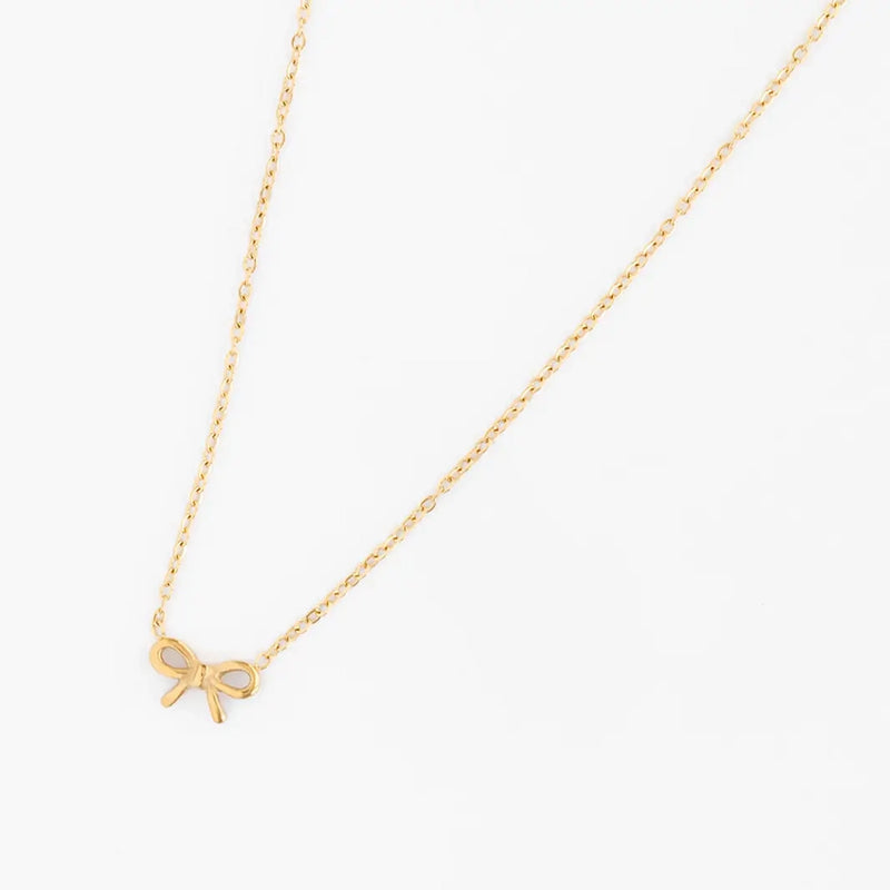 Gold Bow Pendant Necklace