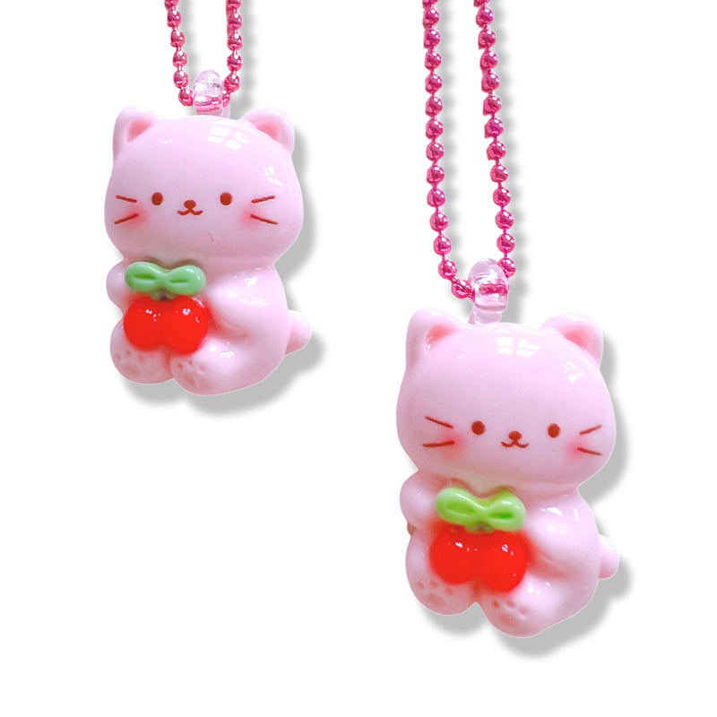 Cherry Pink Cat Necklace