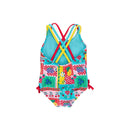 Cross-Back One Piece Swimsuit- Picnic Party Patchwork