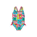 Cross-Back One Piece Swimsuit- Picnic Party Patchwork
