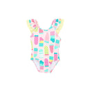 Bow V-Back One Piece Swimsuit- Ice Cream Social