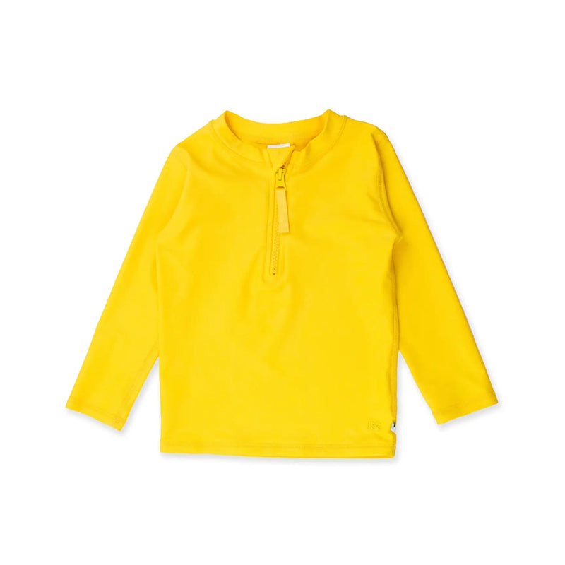 Long Sleeve Zipper Rashguard Swim Top- Neon Yellow