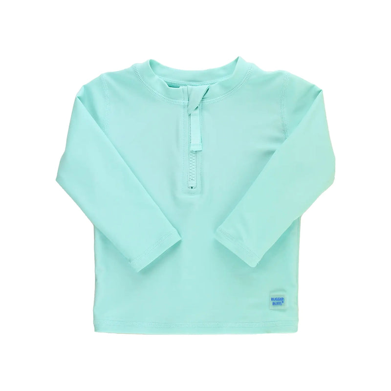 Long Sleeve Zipper Rashguard Swim Top- Aqua
