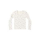 Ribbed Long Sleeve Tee- Natural Ditsy