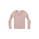 Ribbed Long Sleeve Tee- Rosewood