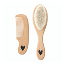 Beechwood Brush & Comb Set- Heart