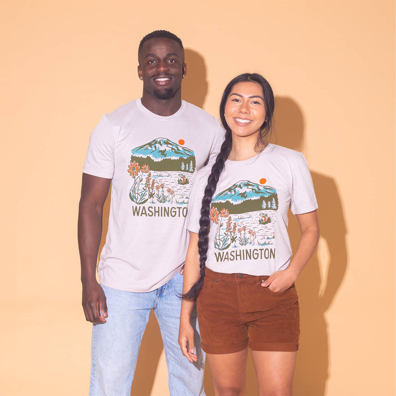 Adult WA Mountain Lake Tee - Heather Cool Gray