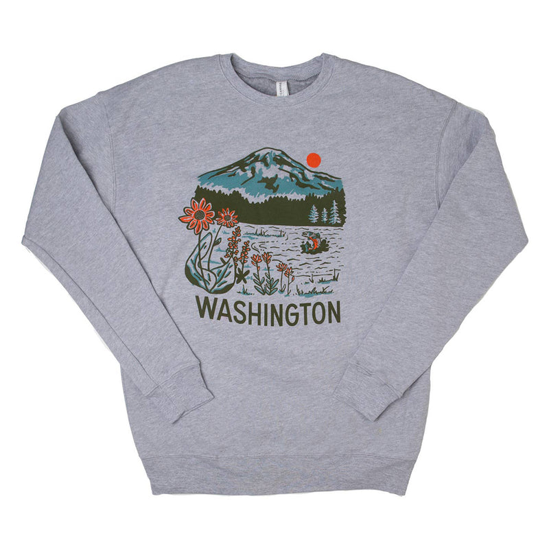 Adult WA Mountain Lake Crew Sweatshirt- Ash Gray