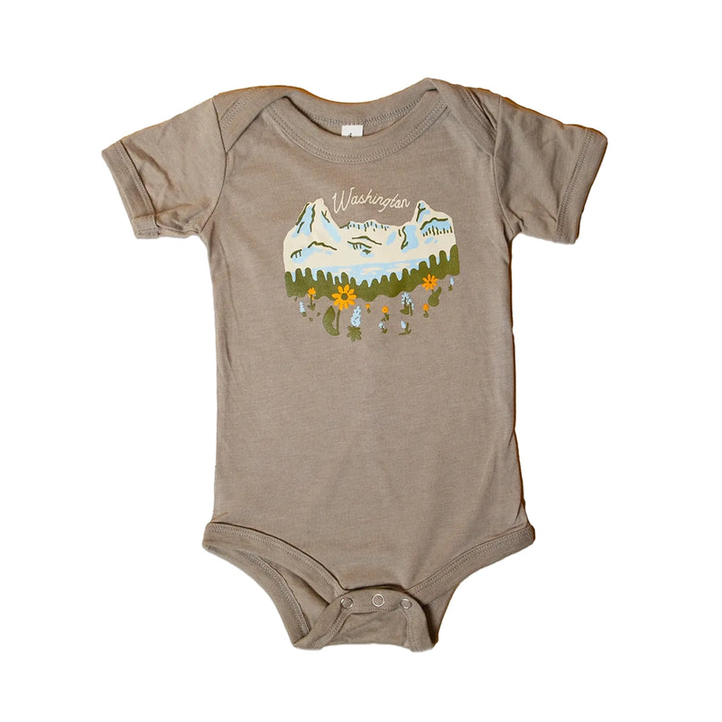 WA Mountain Meadow Onesie- Grey