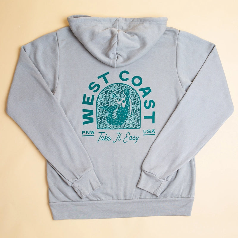 Adult West Coast Mermaid Zip Hoodie- Heather Stone