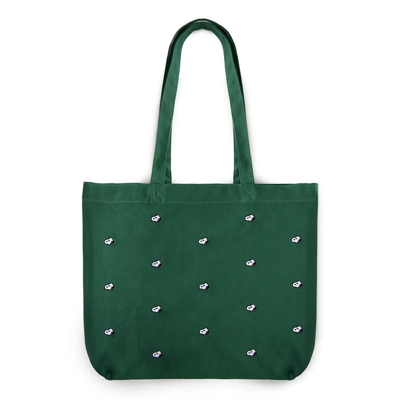 Snoopy Embroidered Tote Bag- Forest Green