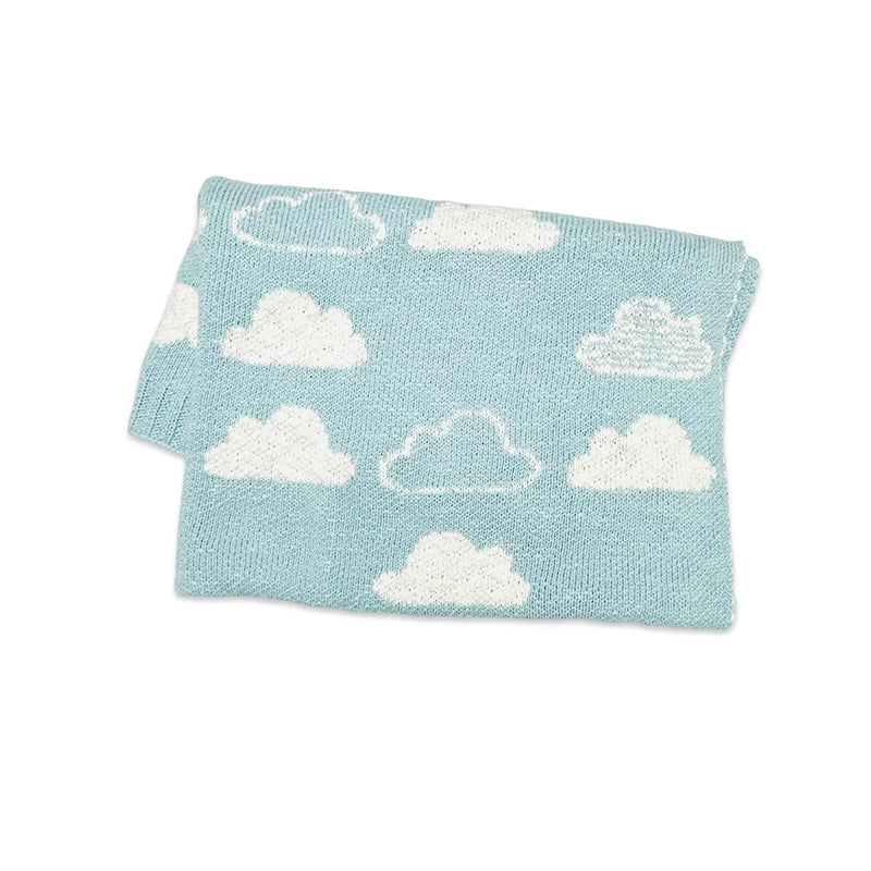 Organic Jacquard Knit Baby Blanket- Cloud